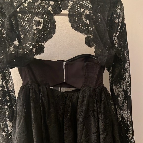 NWT For Love and Lemons Black Long Sleeve Floral Lace black dress Sz M - Picture 3 of 7